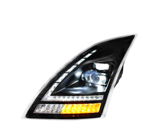 Blackout Full LED Headlight With Switchable Sequential Turn Signal. 2018-2024 Volvo VNL-Driver