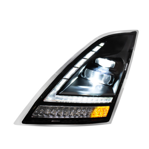 Blackout Full LED Headlight With Switchable Sequential Turn Signal. 2018-2024 Volvo VNL-Driver