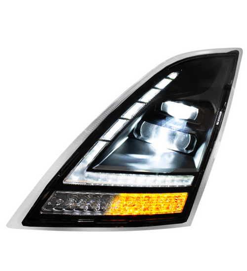 Blackout Full LED Headlight With Switchable Sequential Turn Signal. 2018-2024 Volvo VNL-Driver