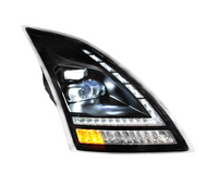 Blackout Full LED Headlight With Switchable Sequential Turn Signal. 2018-2024 Volvo VNL-Passenger