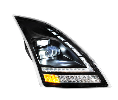 Blackout Full LED Headlight With Switchable Sequential Turn Signal. 2018-2024 Volvo VNL-Passenger