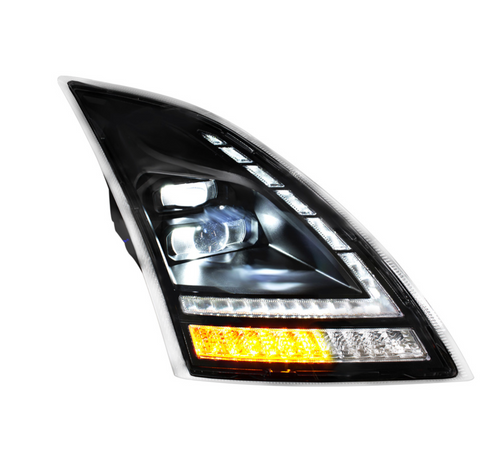 Blackout Full LED Headlight With Switchable Sequential Turn Signal. 2018-2024 Volvo VNL-Passenger