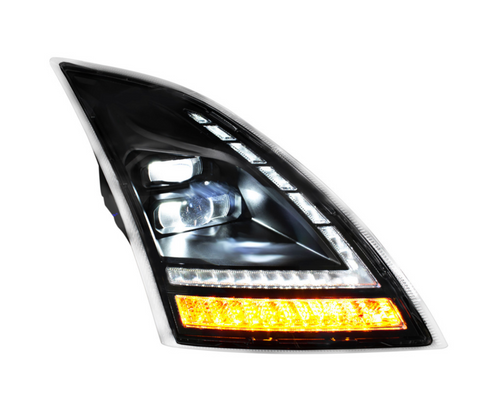 Blackout Full LED Headlight With Switchable Sequential Turn Signal. 2018-2024 Volvo VNL-Passenger