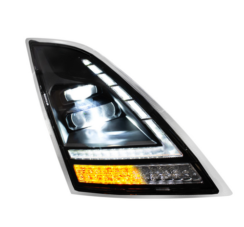 Blackout Full LED Headlight With Switchable Sequential Turn Signal. 2018-2024 Volvo VNL-Passenger