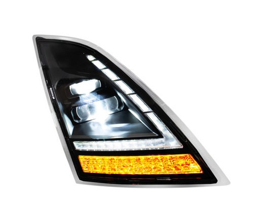 Blackout Full LED Headlight With Switchable Sequential Turn Signal. 2018-2024 Volvo VNL-Passenger