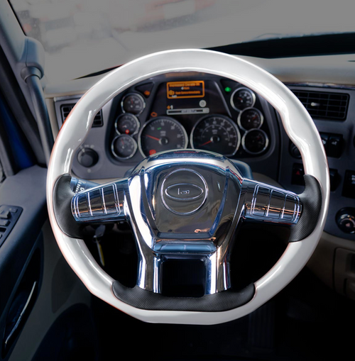 18" YourGrip Wood Candy Color Steering Wheel For 2012-2021 PB 579 & 2013-2021 KW T680-Pearl White