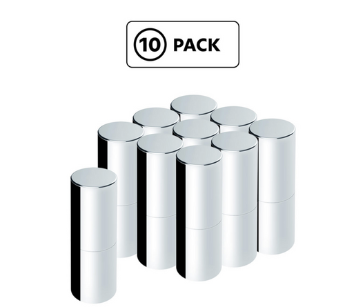 33mm X 6-1/2" Chrome Plastic Tall Cylinder Nut Cover - Thread-On (10 Pcs)