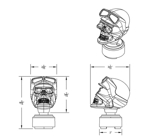 Skull Biker Gearshift Knob With 13/15/18 Speed Adapter - Black