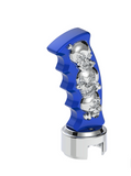 Thread-On Skulls Pistol Grip Gearshift Knob With 13/15/18 Speed Adapter - Indigo Blue/Chrome