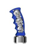 Thread-On Skulls Pistol Grip Gearshift Knob With Chrome 9/10 Speed Adapter - Indigo Blue With Chrome Skulls