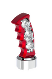 Thread-On Skulls Pistol Grip Gearshift Knob With Chrome 9/10 Speed Adapter - Candy Red With Chrome Skulls
