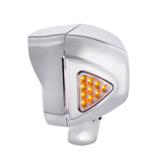 10 High Power LED "Chrome" Projection Headlight Assembly W/Mounting Arm & Turn Signal Side Pod - Driver Side