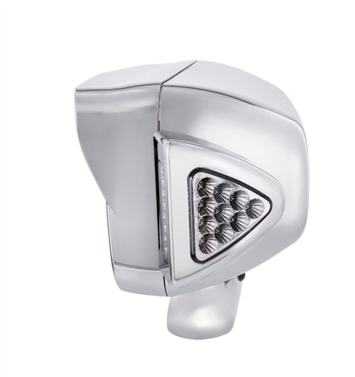 10 High Power LED "Chrome" Projection Headlight Assembly W/Mounting Arm & Turn Signal Side Pod - Driver Side