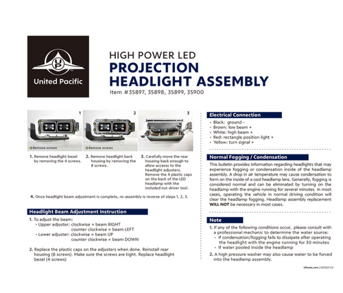 10 High Power LED "Chrome" Projection Headlight Assembly W/Mounting Arm & Turn Signal Side Pod - Driver Side