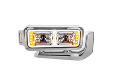 10 High Power LED "Chrome" Projection Headlight Assembly W/Mounting Arm & Turn Signal Side Pod - Passenger Side