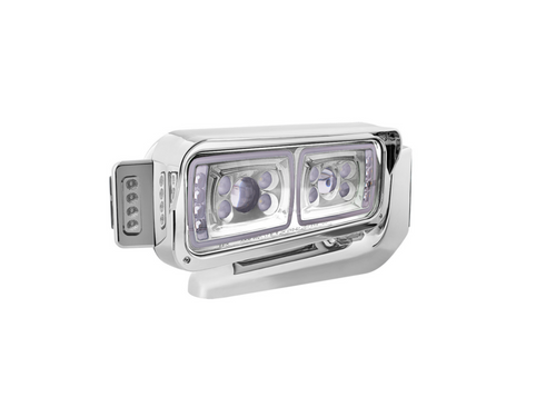 10 High Power LED "Chrome" Projection Headlight Assembly W/Mounting Arm & Turn Signal Side Pod - Passenger Side