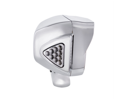 10 High Power LED "Chrome" Projection Headlight Assembly W/Mounting Arm & Turn Signal Side Pod - Passenger Side