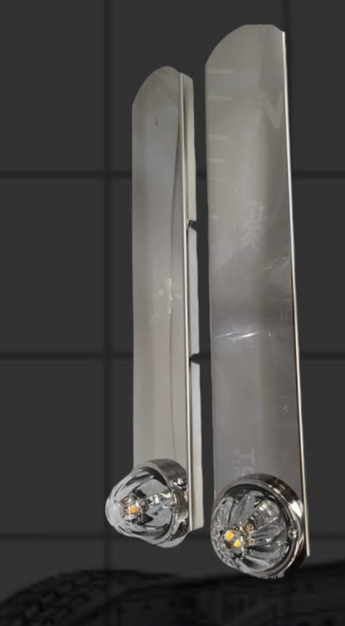 ( No Bulb )Stainless Rear Peterbilt 15" Air Cleaner Round Radius Style Bracket w/ 1 WM Light