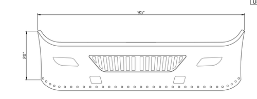 20" Chrome Bumper (International Prostar) W/ Air Vent, 35 = 3/4" Light Hole ( No Top Filler)