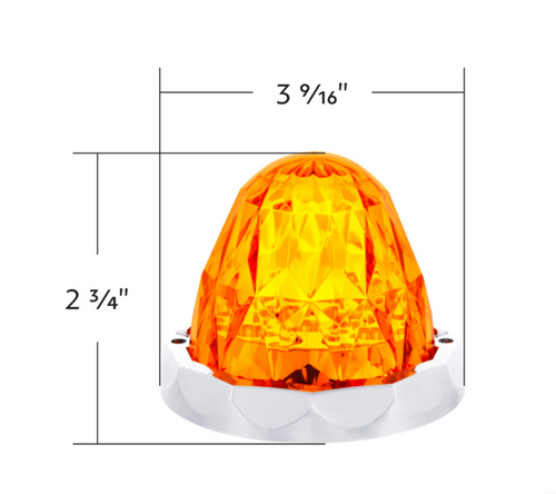 19 LED Dual Function Crystal Watermelon Light Kit With Bezel-Amber LED/Amber Lens