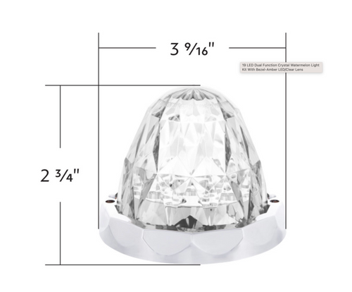 19 LED Dual Function Crystal Watermelon Light Kit With Bezel-Amber LED/Clear Lens