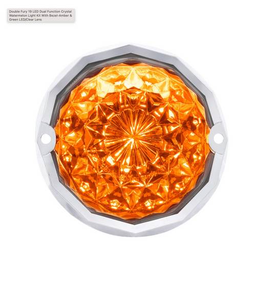 Double Fury 19 LED Dual Function Crystal Watermelon Light Kit With Bezel-Amber & Green LED/Clear Lens