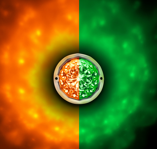 Double Fury 19 LED Dual Function Crystal Watermelon Light Kit With Bezel-Amber & Green LED/Clear Lens
