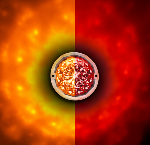 Double Fury 19 LED Dual Function Crystal Watermelon Light Kit With Bezel-Amber & Red LED/Clear Lens