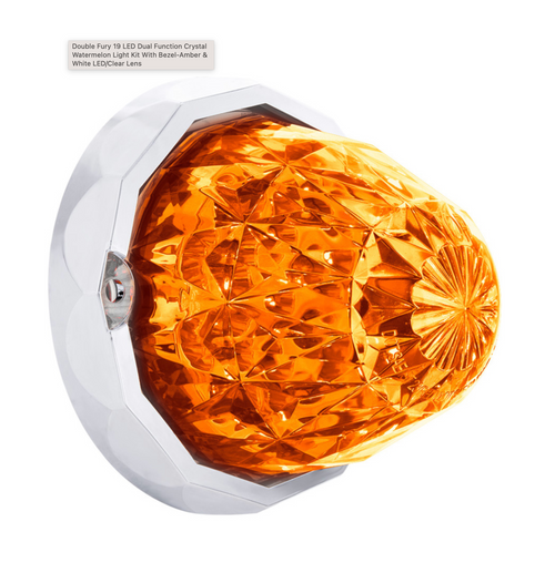 Double Fury 19 LED Dual Function Crystal Watermelon Light Kit With Bezel-Amber & White LED/Clear Lens