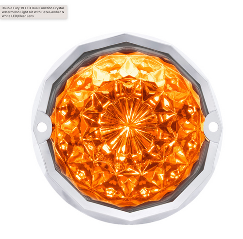 Double Fury 19 LED Dual Function Crystal Watermelon Light Kit With Bezel-Amber & White LED/Clear Lens