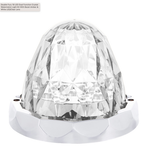 Double Fury 19 LED Dual Function Crystal Watermelon Light Kit With Bezel-Amber & White LED/Clear Lens