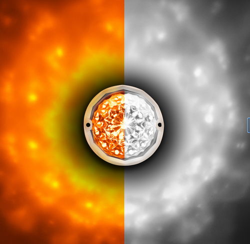 Double Fury 19 LED Dual Function Crystal Watermelon Light Kit With Bezel-Amber & White LED/Clear Lens