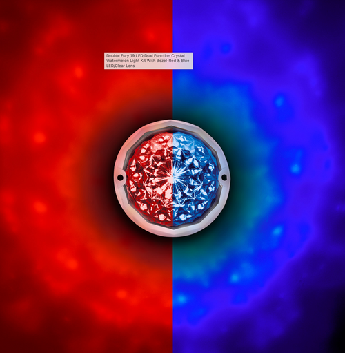 Double Fury 19 LED Dual Function Crystal Watermelon Light Kit With Bezel-Red & Blue LED/Clear Lens