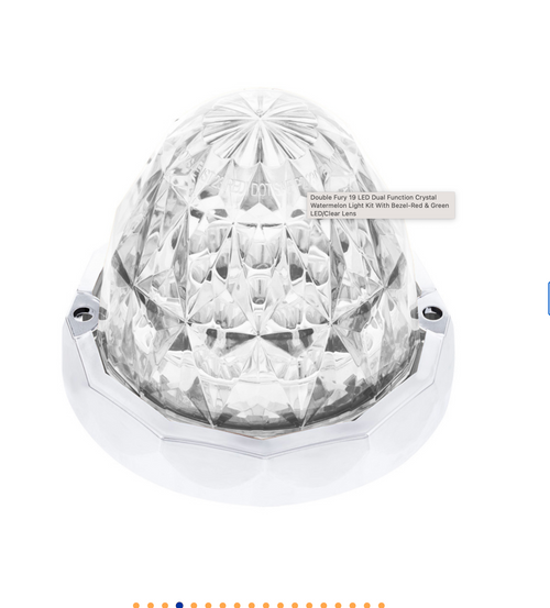 Double Fury 19 LED Dual Function Crystal Watermelon Light Kit With Bezel-Red & Green LED/Clear Lens