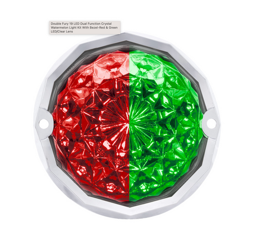 Double Fury 19 LED Dual Function Crystal Watermelon Light Kit With Bezel-Red & Green LED/Clear Lens