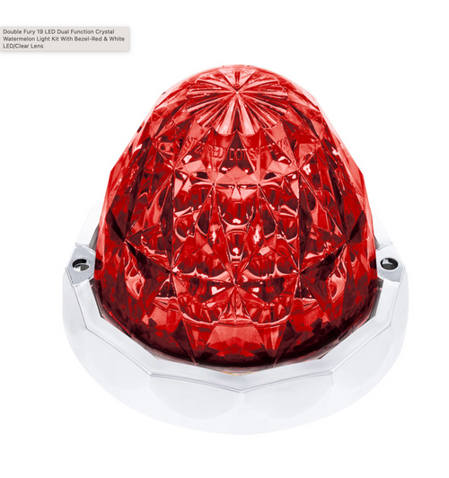 Double Fury 19 LED Dual Function Crystal Watermelon Light Kit With Bezel-Red & White LED/Clear Lens