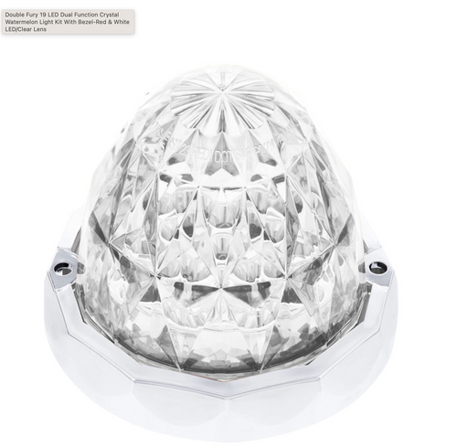 Double Fury 19 LED Dual Function Crystal Watermelon Light Kit With Bezel-Red & White LED/Clear Lens