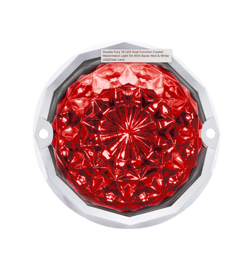 Double Fury 19 LED Dual Function Crystal Watermelon Light Kit With Bezel-Red & White LED/Clear Lens