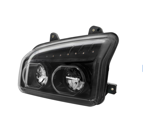 High Power LED Blackout Headlight With LED Turn Signal & Light Bar For 2015-2025 Kenworth T880-Driver