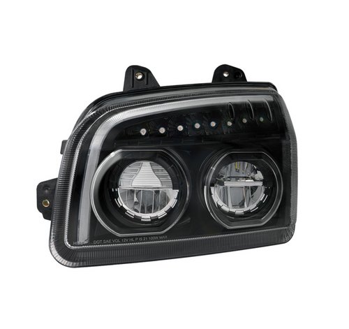 High Power LED Blackout Headlight With LED Turn Signal & Light Bar For 2015-2025 Kenworth T880-Driver