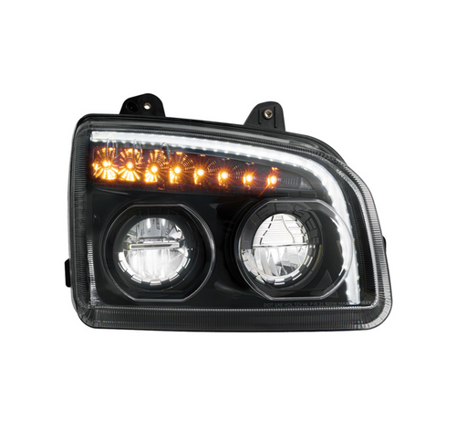 High Power LED Blackout Headlight With LED Turn Signal & Light Bar For 2015-2025 Kenworth T880-Passenger