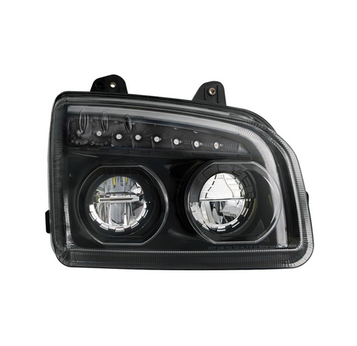 High Power LED Blackout Headlight With LED Turn Signal & Light Bar For 2015-2025 Kenworth T880-Passenger