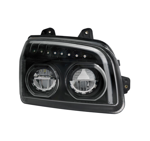 High Power LED Blackout Headlight With LED Turn Signal & Light Bar For 2015-2025 Kenworth T880-Passenger