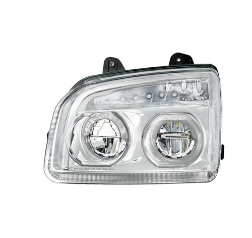 High Power LED Chrome Headlight With LED Turn Signal & Light Bar For 2015-2025 Kenworth T880-Driver