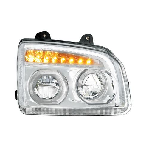 High Power LED Chrome Headlight With LED Turn Signal & Light Bar For 2015-2025 Kenworth T880-Passenger
