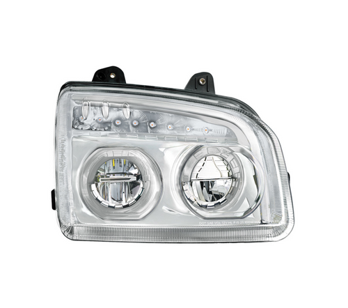 High Power LED Chrome Headlight With LED Turn Signal & Light Bar For 2015-2025 Kenworth T880-Passenger