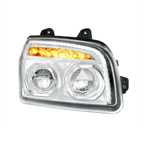 High Power LED Chrome Headlight With LED Turn Signal & Light Bar For 2015-2025 Kenworth T880-Passenger