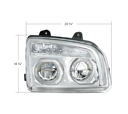 High Power LED Chrome Headlight With LED Turn Signal & Light Bar For 2015-2025 Kenworth T880-Passenger
