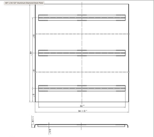 48" x 34-1/2" Aluminum Diamond Deck Plate