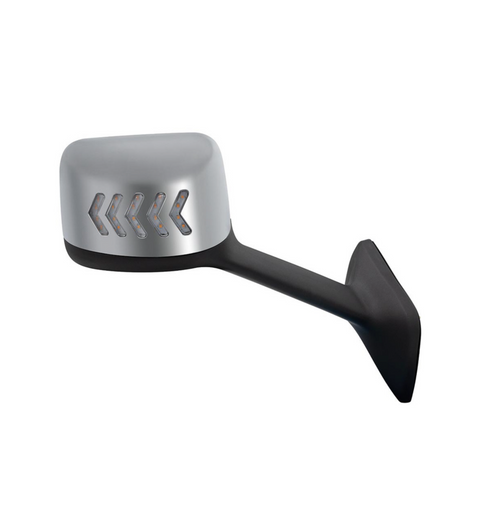Chrome Plastic Hood Mirror Assembly With Sequential LED Turn Signals For 2018-2024 International Prostar LT-Passenger